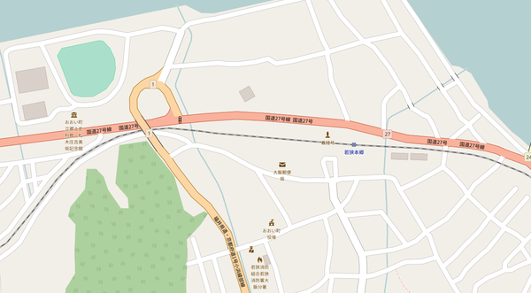 若狭本郷駅付近の県道ループ地図