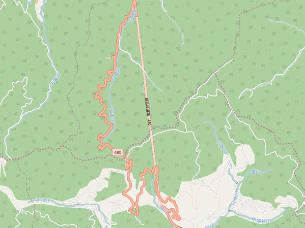 鍋谷峠道路の地図
